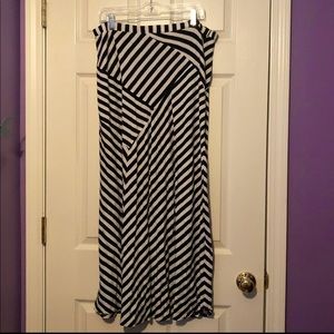 Black And White Striped Maxi Skirt